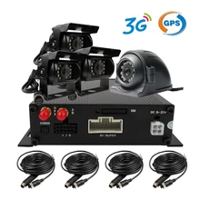 Free Shipping NEW 4 Channel 3G GPS SD Vehicle Car DVR MDVR Video Recorder Rear Back Side Front View Duty Metal Car Camera System