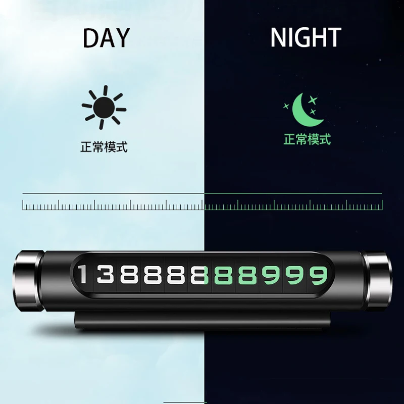 

1pcs Auto Car Temporary Parking Card Luminous Rotatable Phone Number Plate Magnetic Auto Stickers Drawer Style Car-Styling