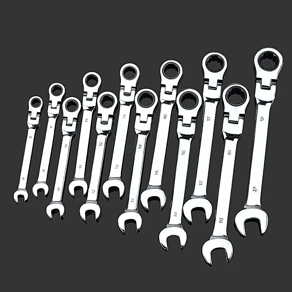 

HGhomeart Double End Wrench Tool Set Flexible Head Combination Ratchet Wrench Dual-use Adjustable Wrench Chromium-vanadium Steel