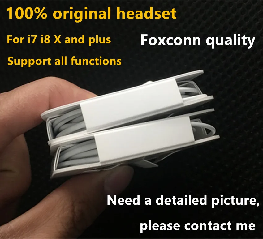 50 шт./лот, с упаковкой, Оригинальные качественные наушники, наушники с дистанционным микрофоном для Foxconn i7 8 X XS