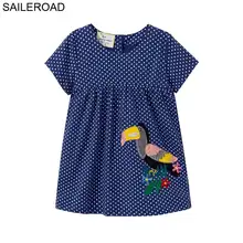 SAILEROAD/летнее платье для маленьких девочек; Хлопковые Платья с рисунками для девочек 6 лет; с вышивкой в виде попугая; Vestido Menina
