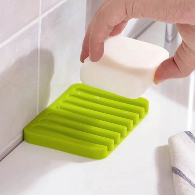 Fashion Silicone Flexible Soap Dish Plate Bathroom Soap Holder 