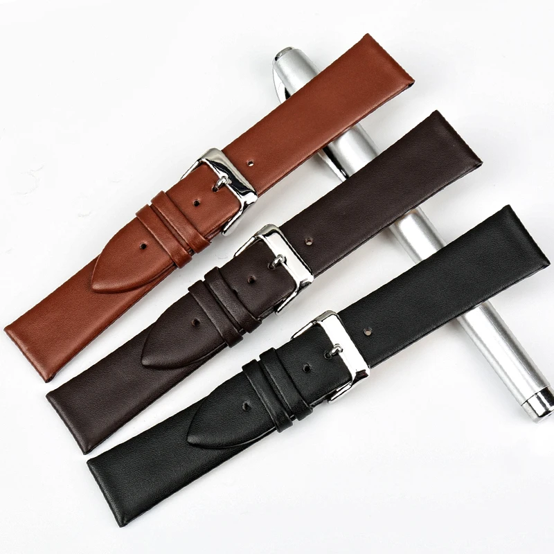 MAIKES Genuine Leather Black Watch Strap Bracelet Accessory