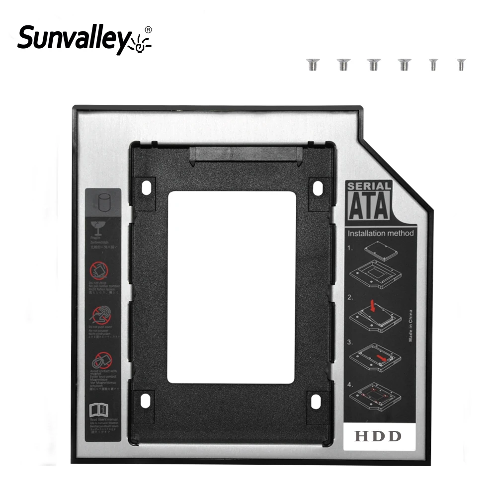 Sunvalley 9,5 мм 2nd HDD Caddy 2," корпус SSD, HDD SATA 3,0 чехол для ноутбука жесткий диск Caddy