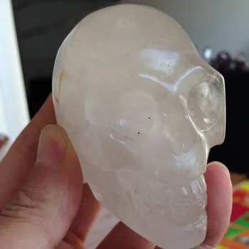 

324g Natural Carved Quartz Crystal Minerals stone Skull Ornaments Manualidades Skull Cuarzo Home Decoration for Christmas