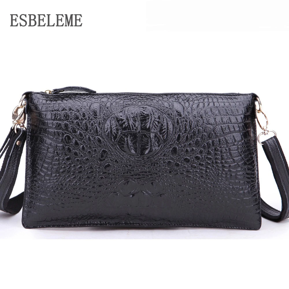 2019 Brand Embossed Genuine Leather Women Handbags Alligator Female