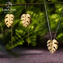 Lotus Fun реальные 925 пробы серебро ручной работы Fine Jewelry Творческий монстеры листья Дизайн комплект ювелирных изделий для Для женщин Bijoux