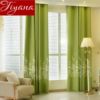 

Green Curtains Embroidered Voile Curtians Modern Living Room Bedroom Curtains Tulle Shade Drapes Fabrics Linen Rideaux X262 #30