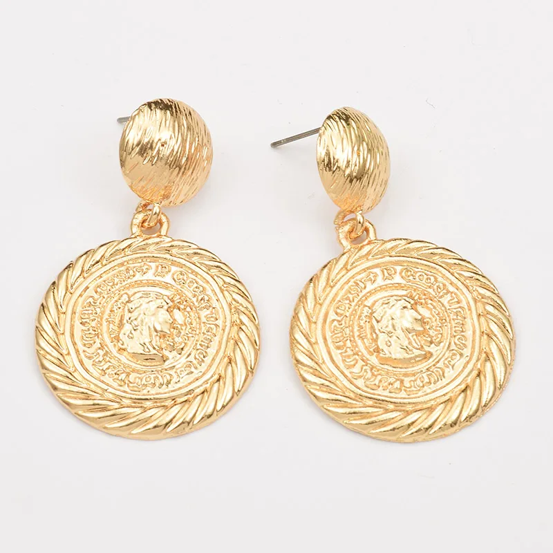

New Arrive Hot Style Metal Round Drop Earrings Statement Hanging Dangle Earrings Jewelry Accessories For Women Wholesale