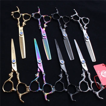 

1Pair 6.0" 17.5cm JP 440C Purple Dragon Hairdressing Scissors Thinning Scissors Cutting Shears Dragon Handle Hair Scissors Z9003