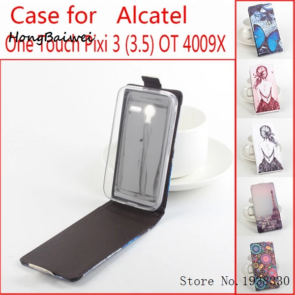 Hongbaiwei высокое качество 5 картины кожаный бумажник флип Чехол Alcatel One Touch Pixi 3 3.5 ot-4009x