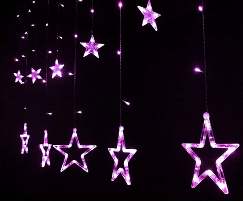 2 м светодио дный Светодиодная звезда Фея огни Рождественская звезда струнная гирлянсветодио дный да светодиодная занавеска для свадьбы/дома/вечерние/дня рождения украшения - Испускаемый цвет: Фиолетовый