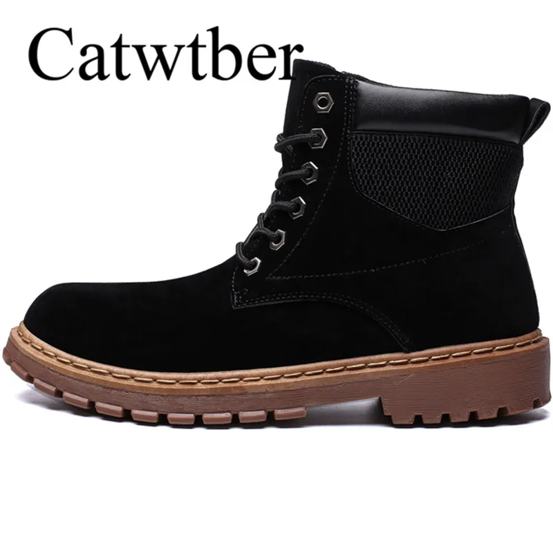 

Catwtber Men's Moto Boots Outdoor Mid-calf Army Boots Men's Leather Military Desert Tactical Boot Shoe Black Combat Boots