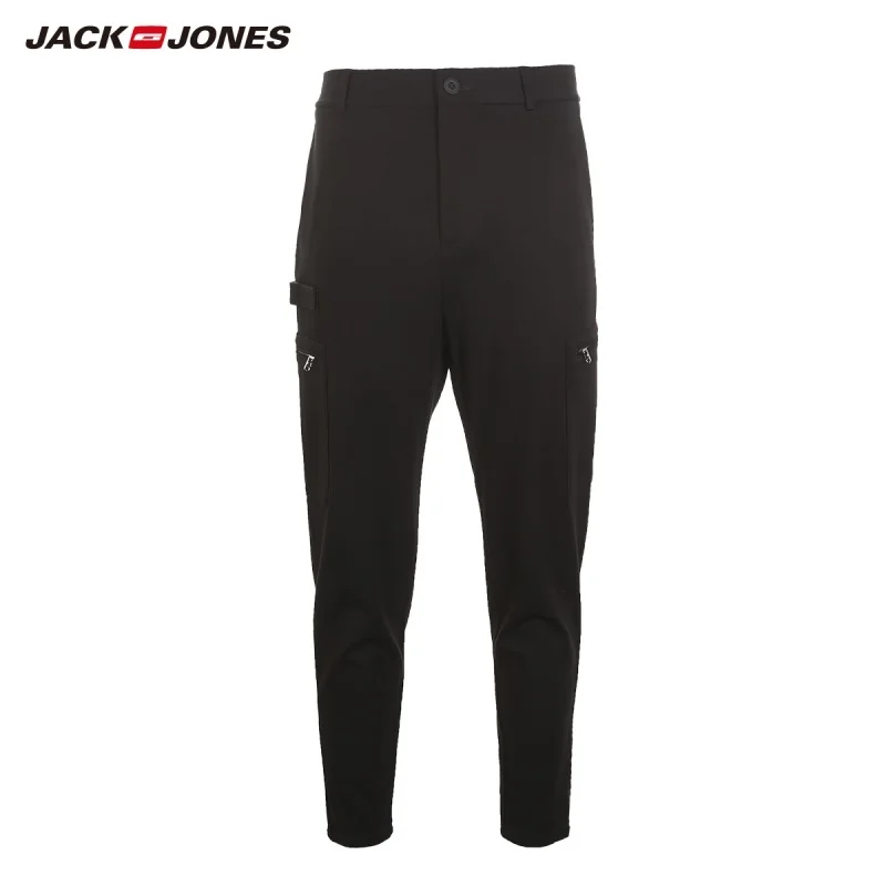 JackJones мужские высокие эластичные брюки карго цветные повседневные укороченные брюки 219114533 - Цвет: BLACK