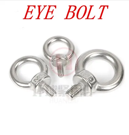 

DIN580 M3 M4 M5 M6 M8 M10 Eye Bolt 304 Stainless Steel Marine Lifting Eye Screws Ring Loop Hole for Cable Rope Eyebolt HW011