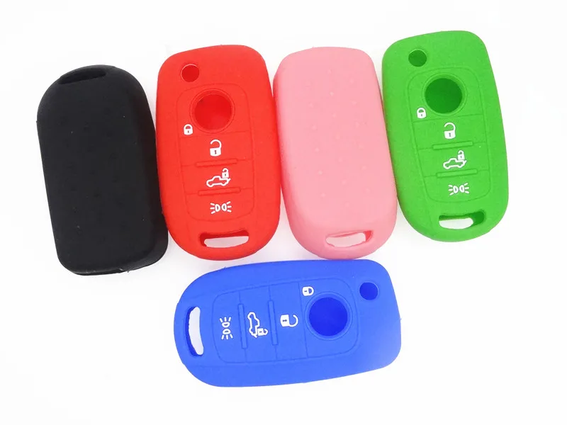 

AUTEWODE Silicone car key cover for FIAT 500X Toro 4 Button Silicone Remote Key Case Cover Keyless Fob Shell Flip Key Rubber