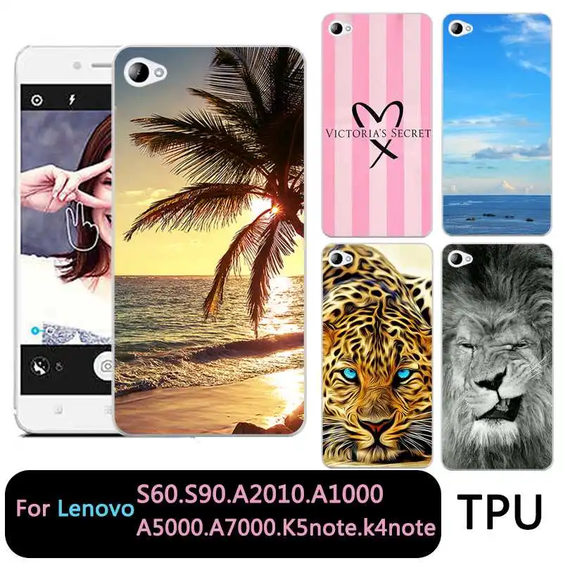 

QMSWEI Soft TPU Clear Phone case For Lenovo S60 S90 A2010 a1000 a5000 A7000 k5note k4note k3note Heart Lion Tiger Soft Cover