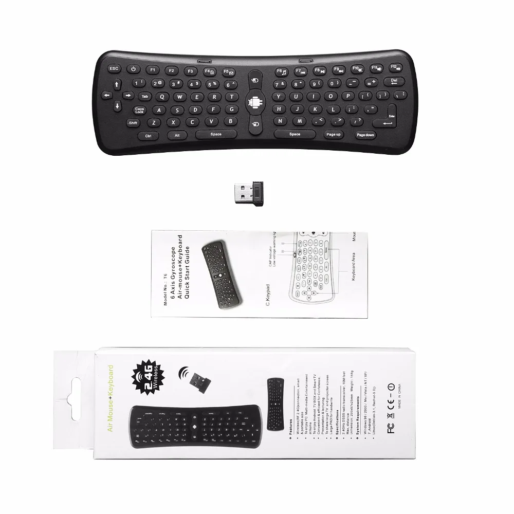 Souria беспроводная клавиатура 2,4G RF QWERTY Air mouse USB игровая для Android Smart tv Box планшет универсальный пульт дистанционного управления