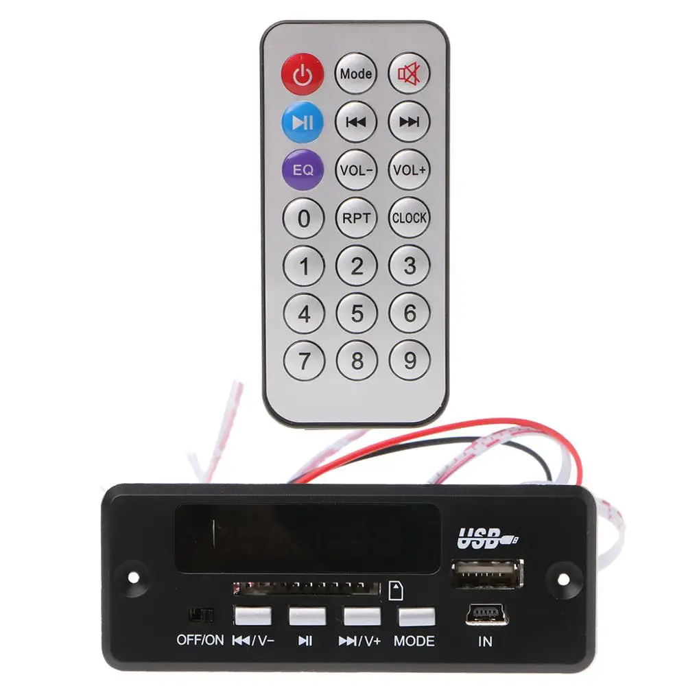 12V MP3 декодер доска Дистанционное Управление SD карты USB MP3/WMA/WAV/Cut памяти S20 - Название цвета: Черный