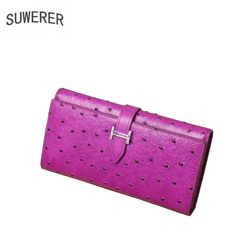 

SUWERER High-grade leather luxury fashion ostrich pattern wallet long wallet female Clutch bag female