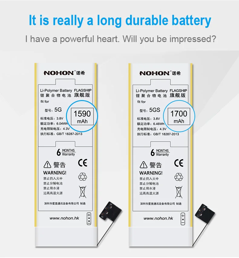 Original NOHON Battery For iPhone 5S Bateria 1700mAh High Capacity Replacement Batteries For Apple iPhone 5S Batarya Batterij    (7)