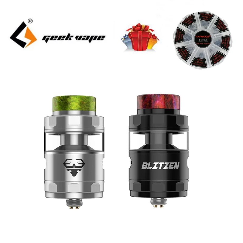

Original GeekVape Blitzen RTA Atomizer 2ml/5m Capacity 24mm Diameter Tank Support Dual & Single Coil For e cigs Box Mod
