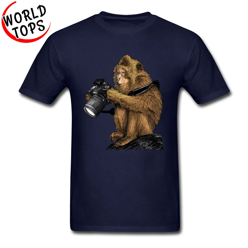 Casual Top T-shirts Dominant Crewneck monkey photographer Cotton Mens Tops Tees Custom Short Sleeve Tee Shirt Top Quality monkey photographer navy