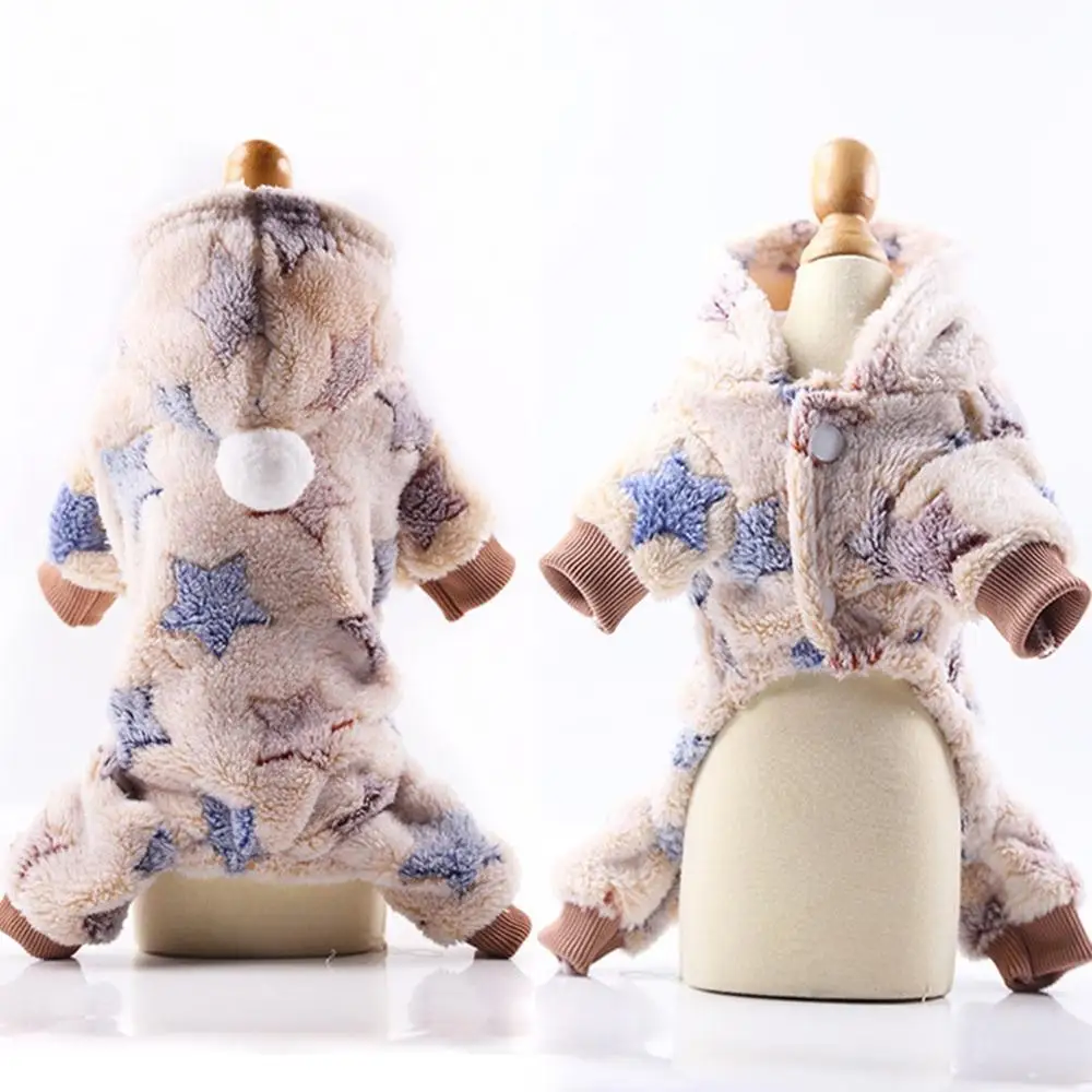 

Buttons Four Feet Flannel Dog Clothes Pet Clothes Cat Clothes Warm Colorful Stripes Pet Supplies