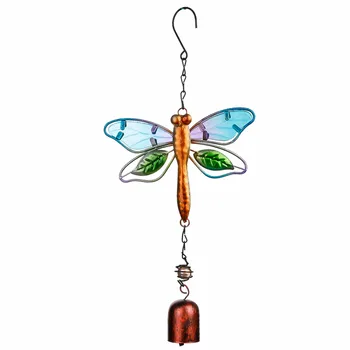 

H&D Unique Beautiful Dragonfly Colored Glass Wind Chimes Ornament Rainbow Wind Bell Suncatcher Gift for Family Home Garden Decor