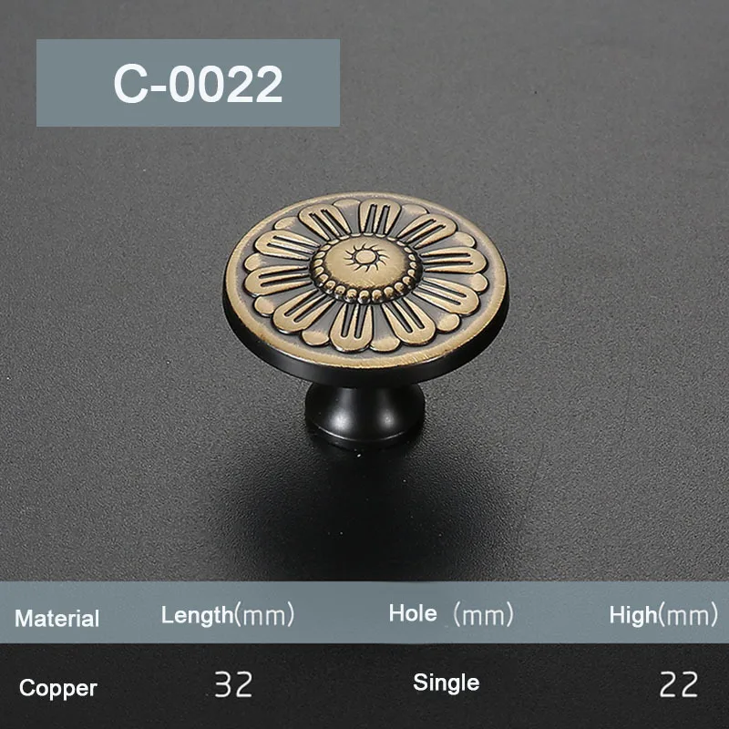 1 шт. черная установка оборудования Шкаф Тянет Твердые Латунные Ручки кухонный шкаф ручка винный шкаф пуговицы антикварные - Цвет: C-0022