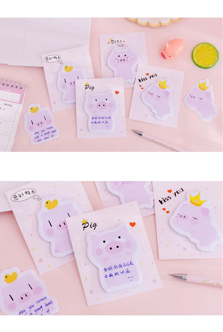 Милые мультяшное животное, Свинка Kiss Me memo pad Kawaii Заметки для детей планировщик стикер сообщений школы офисные принадлежности оптовая