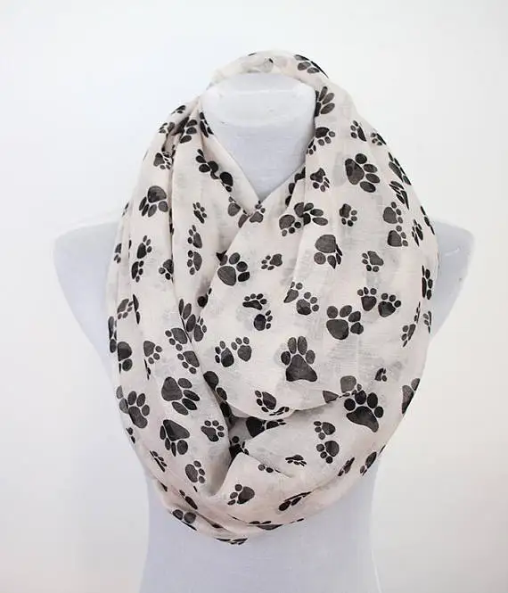 

Dog Paw Infinity Scarf loop scarf winter scarf Christmas gift