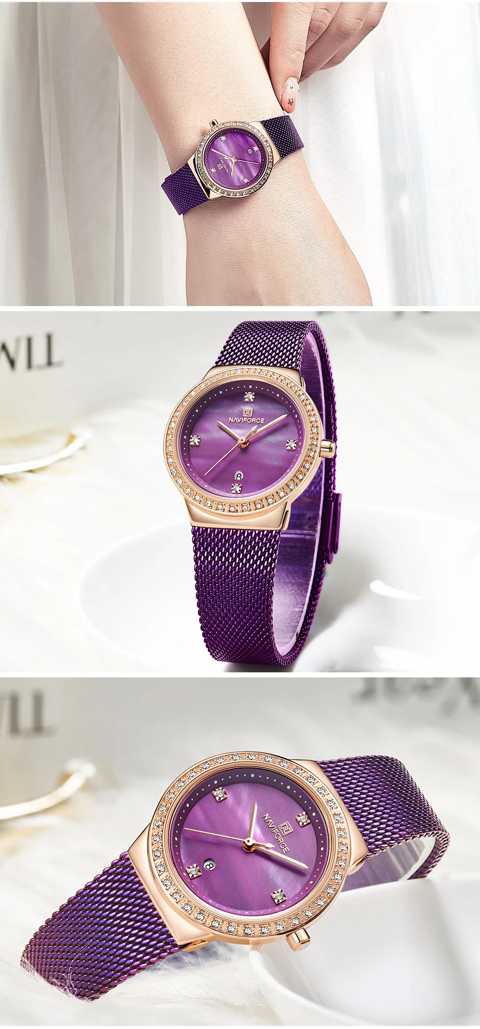 NAVIFORCE часы для женщин из нержавеющей стали Кварцевые часы леди лучший бренд Роскошные модные часы простые наручные часы Relogio Feminino