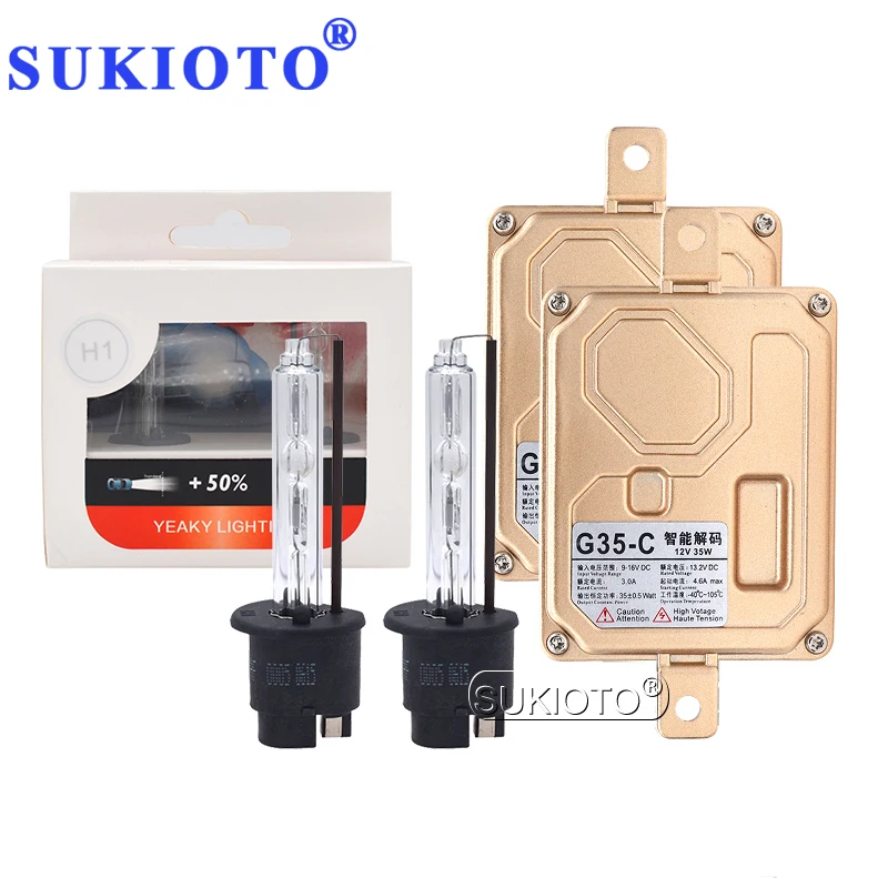 SUKIOTO 35W Yeaky HID Headlight Bulb Canbus Kit Xenon H1 H7 H11 HB3 HB4 D2H 4500K 5500K 6500K Car Light 35W Canbus Ballast Kit (1)