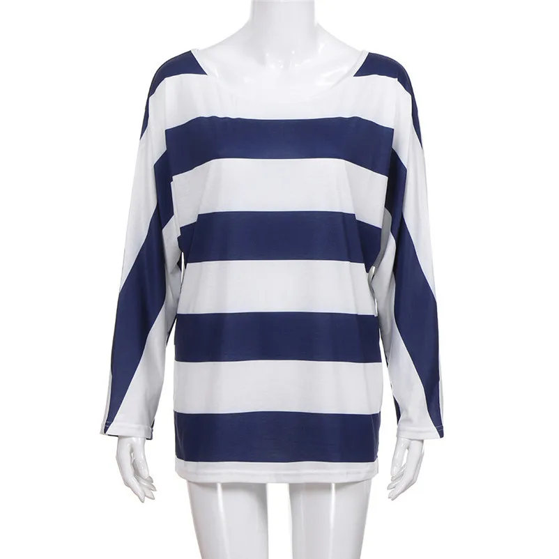 HOT Fashion womens tops and blouses 2018 Womens Striped Long Sleeve Top O-Neck Shirt Loose shirt Blouse camicette A06#N  (7)