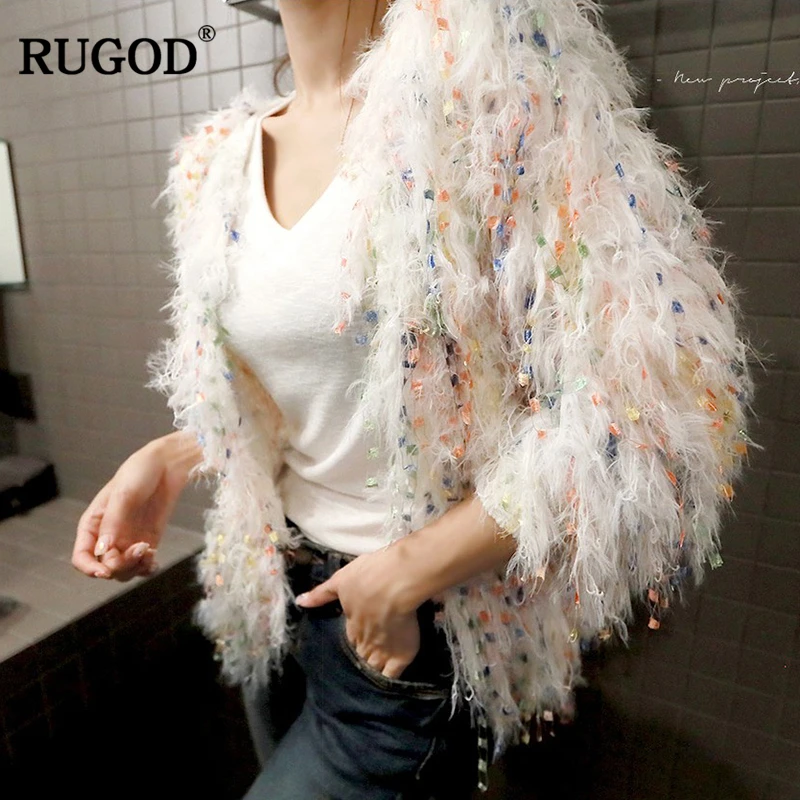 RUGOD Модный кардиган с кисточками и длинными рукавами Свободные трикотажные свитера для женщин Стильный Зимний Теплый Кардиган Для женщин