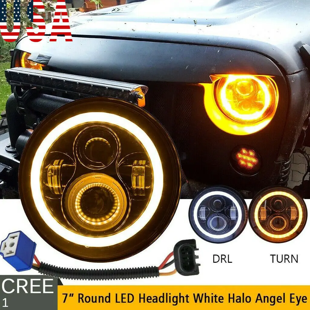 

1PC 7'' Osram 40W Round LED Headlight Hi-Lo Beam Bulb For Jeep Wrangler JK TJ Black