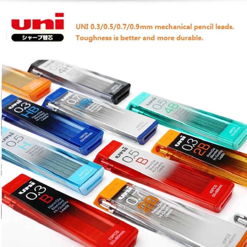 UNI 0.3/0.5/0.7/0.9 mm mechanical pencil leads 5pcs/lot in Mechanical