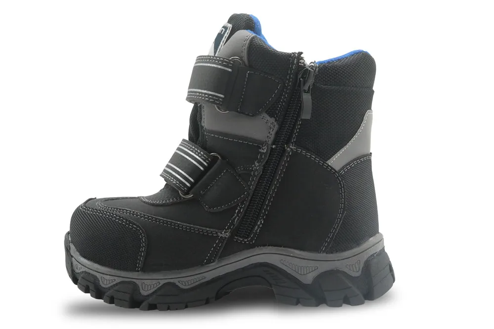 Apakowa/зимние ботинки для мальчиков; водонепроницаемые детские ботильоны; теплая детская обувь на плоской подошве с подкладкой из шерсти; плюшевые зимние ботинки для мальчиков
