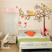 

ZooArts Hot Selling Wonderful Owl Tree Wall Decals Waterproof Diy Cartoons Animal Wall Stickers For kids Rooms Home Decorations