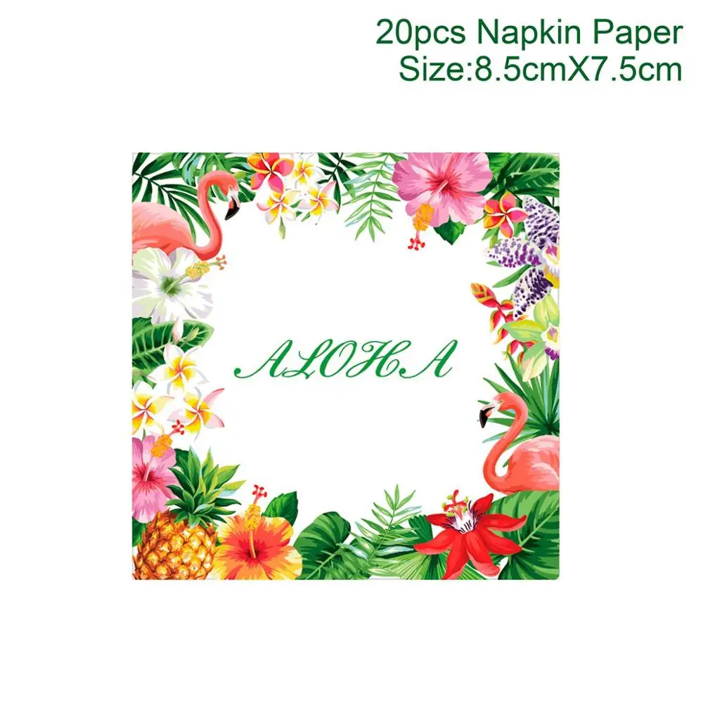 Huiran Hawaii Disposable Tableware Disposable Jungle Party Tableware Safari Decoupage Paper Napkin Flamingo Chindren Party - Цвет: napkin