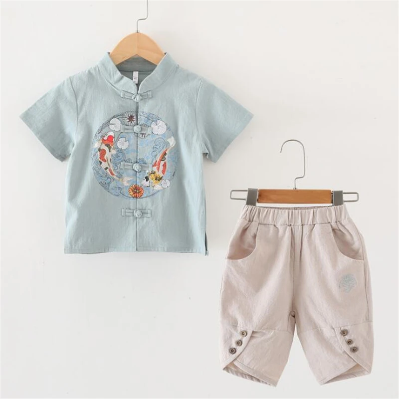 Summer Baby Kids Boy Short Sleeve Suit T-shirt Tops+Pants Outfits Clothes