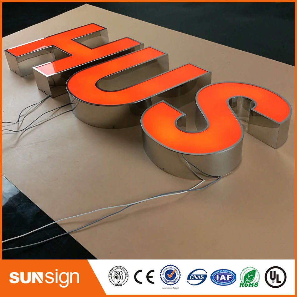 electronic sign stainless steel light channel letter