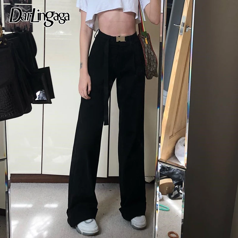 Darlingaga Fashion Straight Pure Trousers Women High Waist Pants Streetwear Loose Women's Pants Baggy Ladies Elegant Bottom 2020 Darlingaga Fashion Straight Pure Trousers Women High Waist Pants Streetwear Loose Women's Pants Baggy Ladies Elegant Bottom 2020