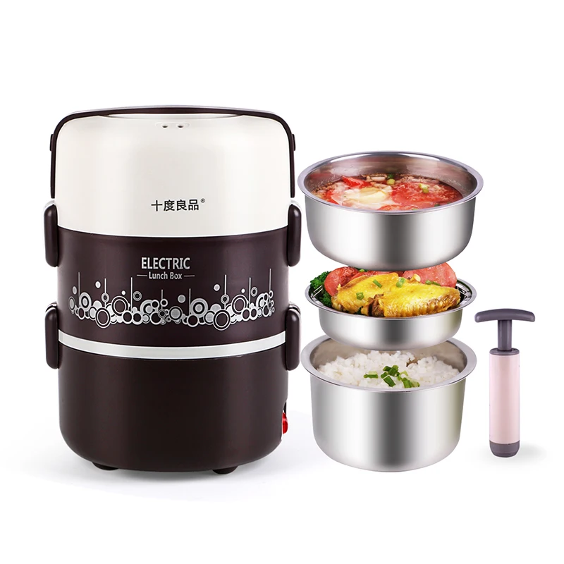 Electric Lunchbox Rice Cooker Three Layers Heating Vacuum Plug In Insulation Steamed Rice 1.8L 1-2 People Electric Lunchbox Rice Cooker Three Layers Heating Vacuum Plug In Insulation Steamed Rice 1.8L 1-2 People