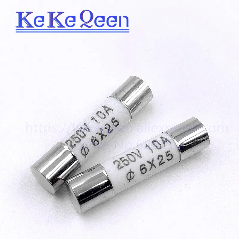 10PCS 6*25mm ceramic fuse 6*25 Ceramic insurance tube 6x25MM 0.5A 1A 2A 3A 5A 6A 7A 8A 10A 15A 20A 25A 30A 250V RO57 fuse BS1362