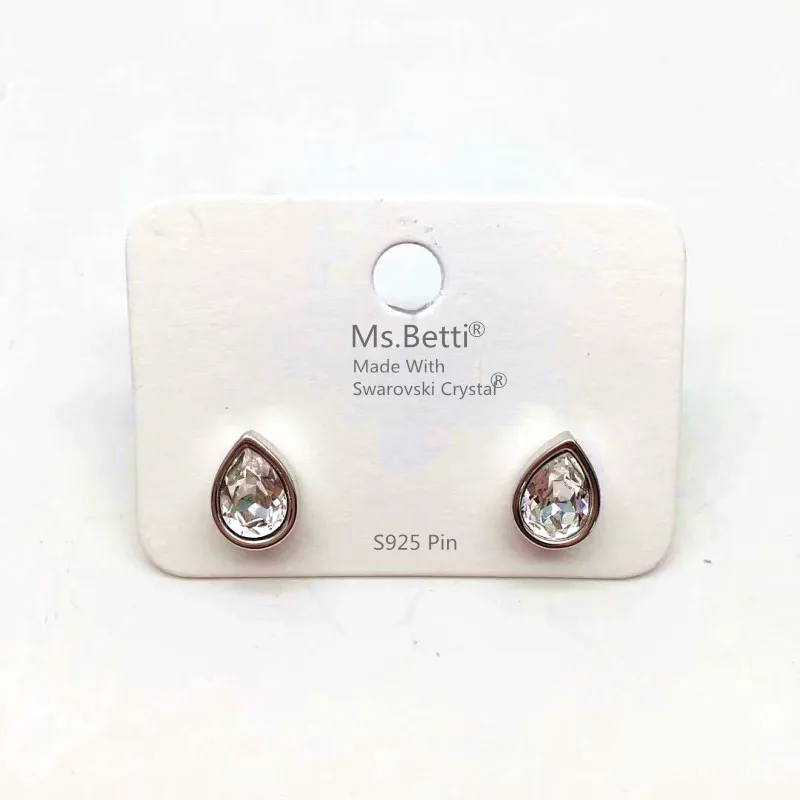 Женские серебряные серьги гвоздики с кристаллом swarovski Ms betti свадебные вечерние в