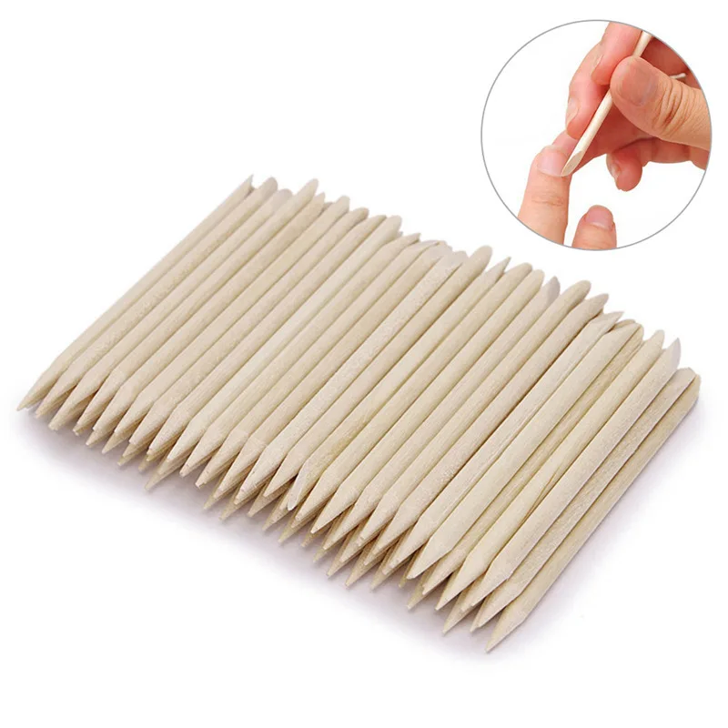 

100 Pcs Nail Art Design Orange Wood Stick Sticks Cuticle Pusher Remover Manicure Pedicure Care