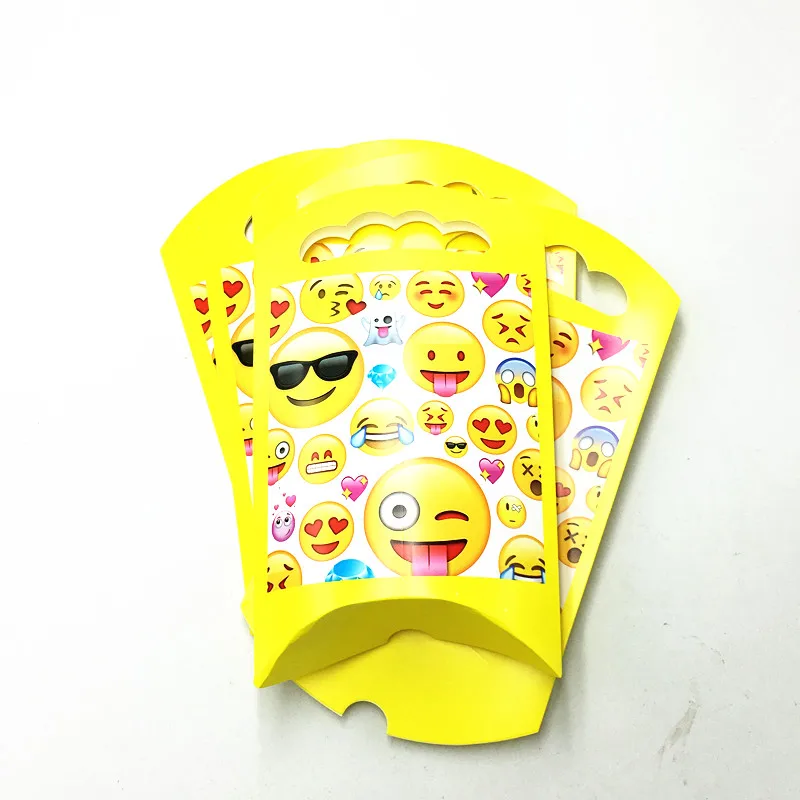 

6PCS/LOT EMOJI CHIP BAGS BOXES KIDS BIRTHDAY PARTY FAVORS EMOJI BABY SHOWER CANDY CASE EMOJI CHIP BAGS