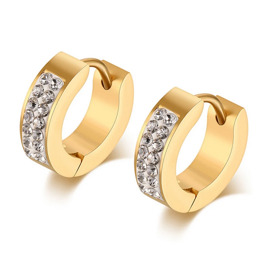 2017 Fashion Small Hoop Earrings Women Round CZ Crystal Anallergic Hoop